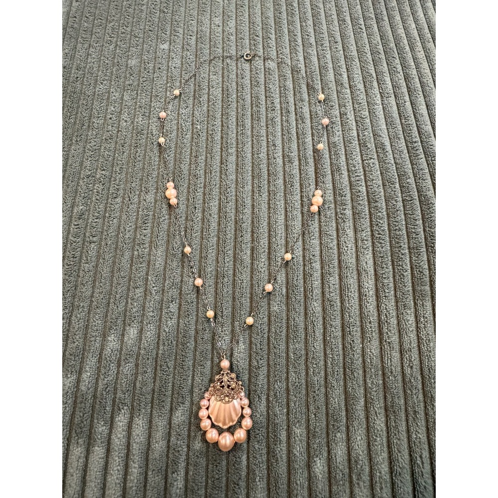 Vintage Style Long Pearl Necklace Statement Pendant‎ Art Deco Style Costume